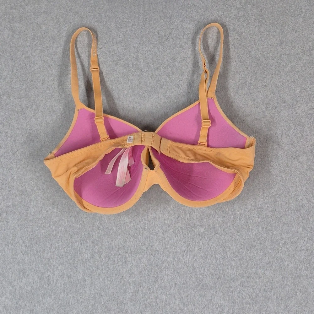 Victoria's Secret PINK Women Bra 34C Beige Push Up Underwired Rhinestone READ